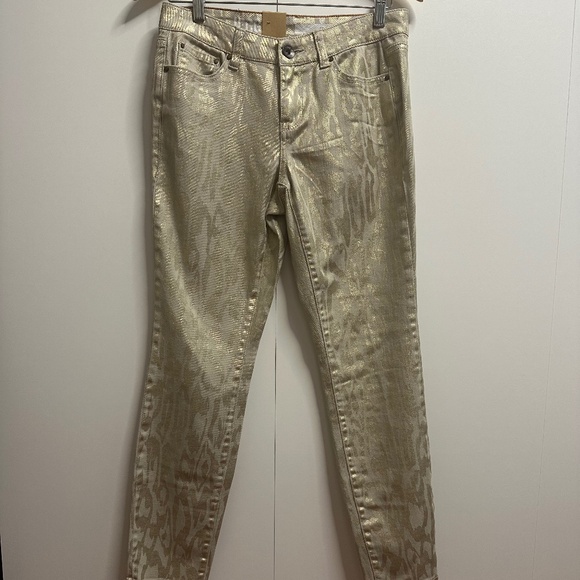 NWT DKNY Very Slim Fit Gold Foil Leopard Print Jegging Women’s Size - Picture 2 of 5